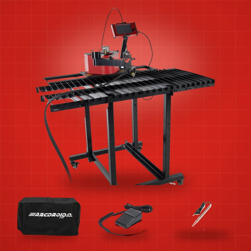 Le Pack Ultimate : l'ArcDroid sur la FlexTable, le module X2, la housse, la pédale et le stylet laser